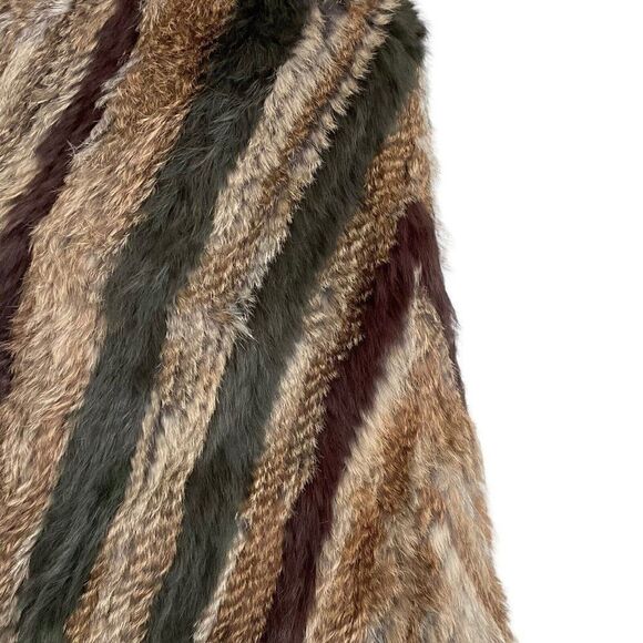 NWOT BNCI Womens Rabbit Angora Soft Striped Fur Poncho Coat Sz S - Picture 8 of 8